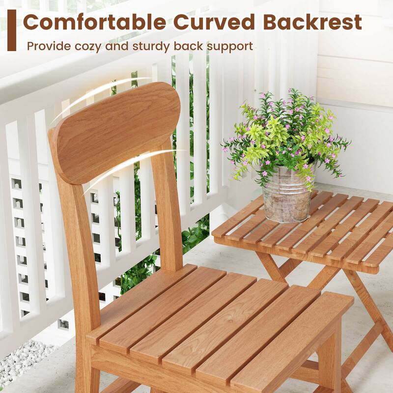 Costway 1/2 PCS Patio Teak Wood Chair Wooden Armless Dining Chair