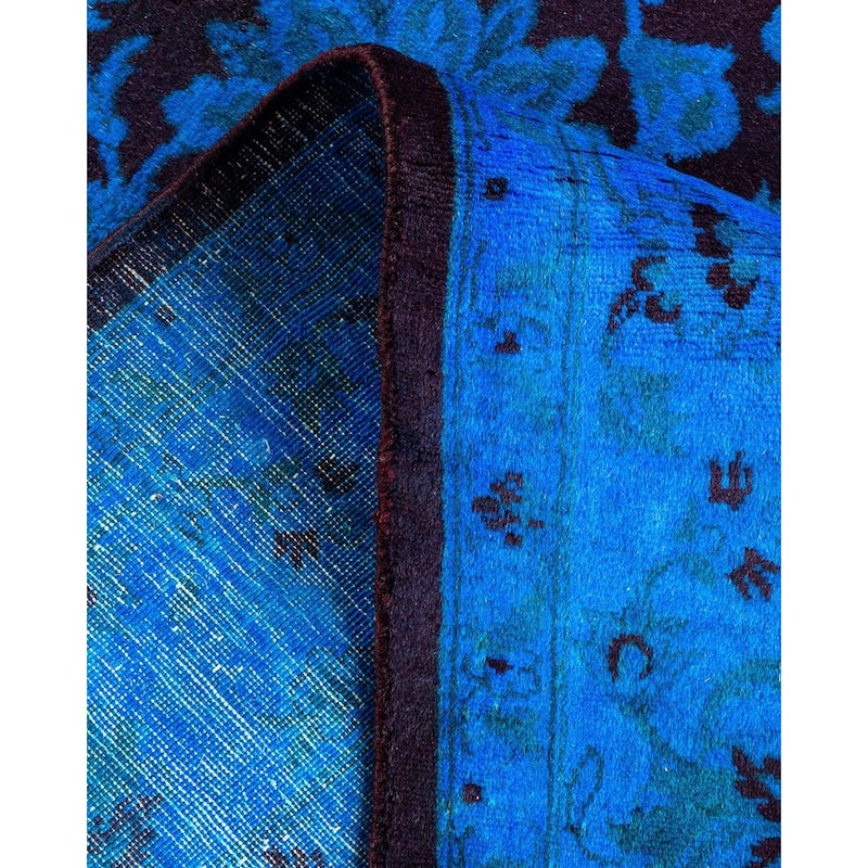 Overton Hand Knotted Wool Vintage Inspired Modern Contemporary Overdyed Blue Area Rug - 4' 3" x 6' 3"