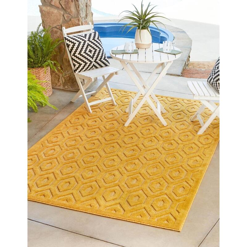 Outdoor Haversham Collection Area Rug - Yellow - 5'3"x8'