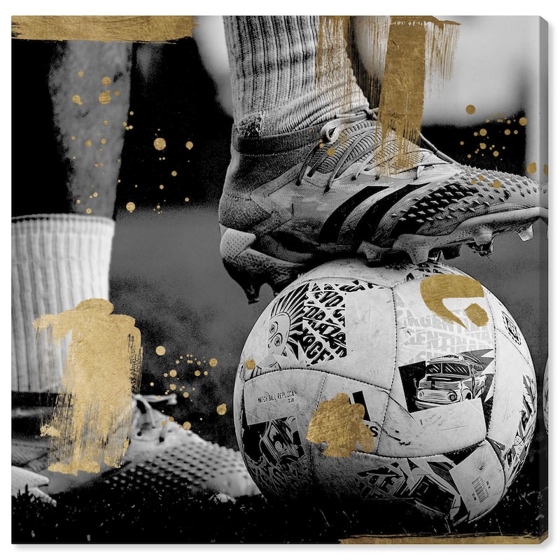 Notoriart Soccer Cleats Gallery Wrapped Soccer 1 Piece Canvas Wall Art - 16 x 16