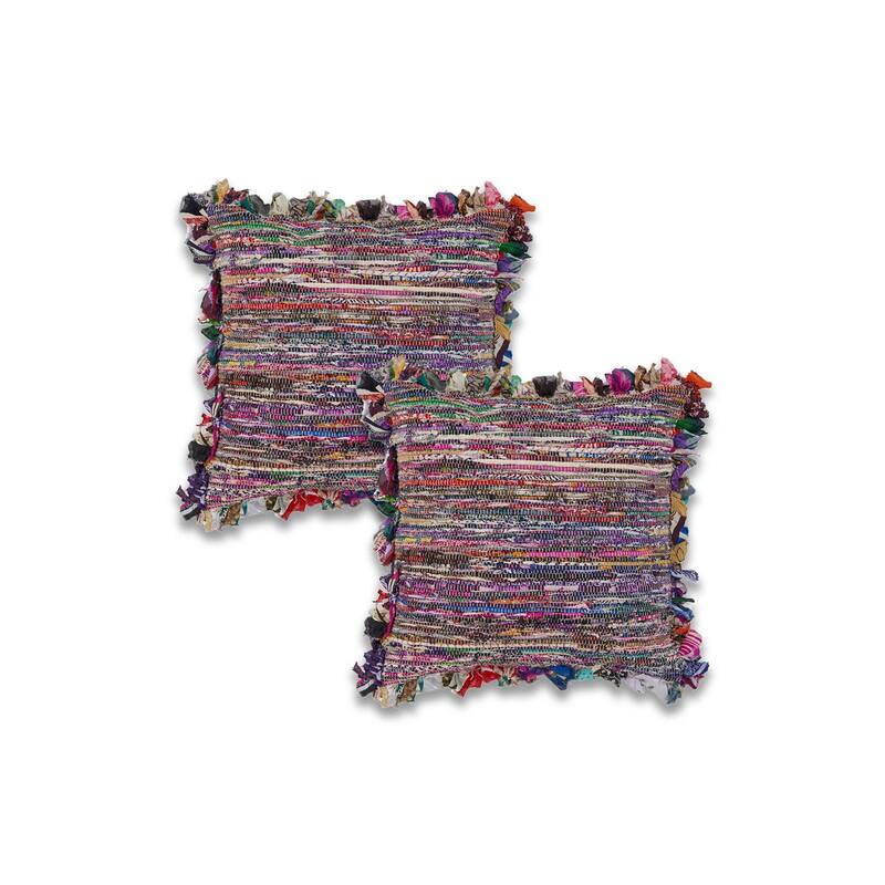 Sevita Multi Striped Recycled Materials 18"x18" Square Throw Pillow, Set of 2 or 4