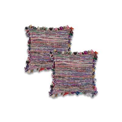 Sevita Multi Striped Recycled Materials 18"x18" Square Throw Pillow, Set of 2 or 4