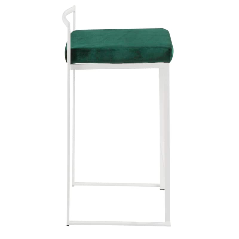 Porch & Den Forrest White Stackable Fully Welded Counter Stool (Set of 3)