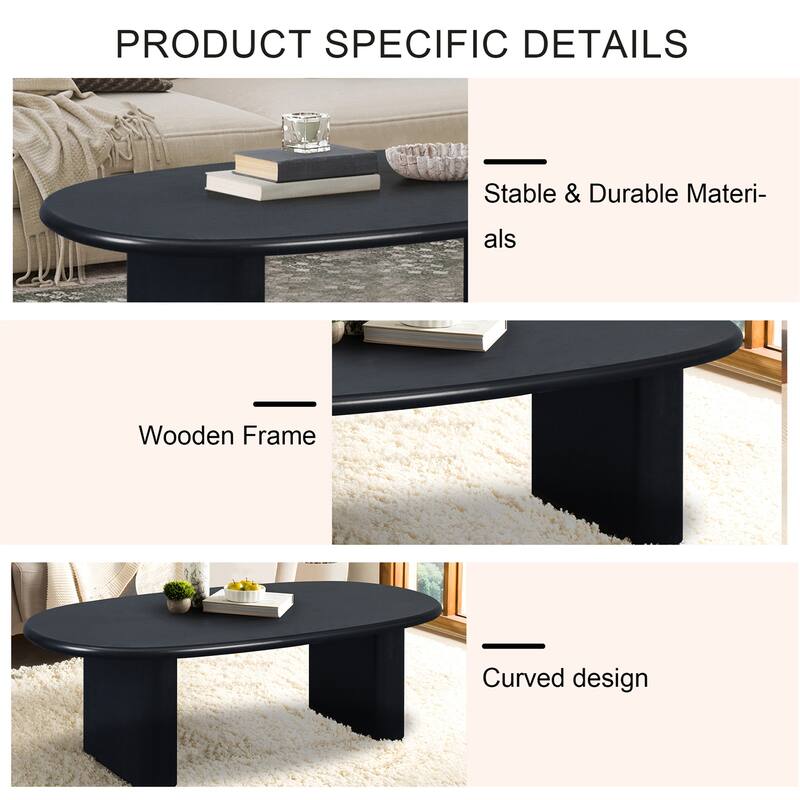 51'' Tapered Tabletop Coffee Table, NATURAL WOOD/BLACK