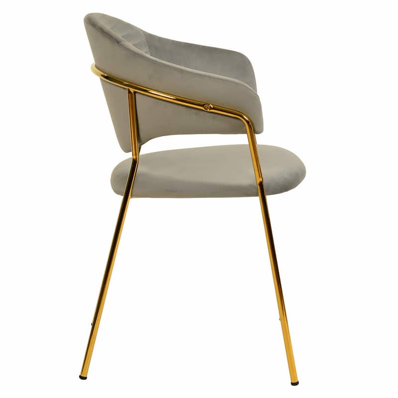 LeisureMod Bella Modern Mid-Century Leather/Velvet Dining Chair in Gold Stainless Steel Armchair for Home & Kitchen Banquet