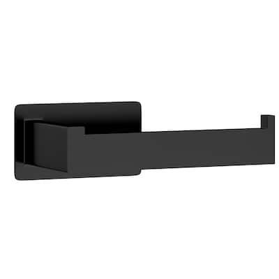 Self-Adhesive Stainless Steel Single Post Wall Mounted Toilet Paper Roll Holder, Matte Black - Matte Black
