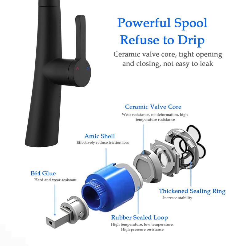 Single Handle Stainless Steel Pull Out Kitchen Faucet