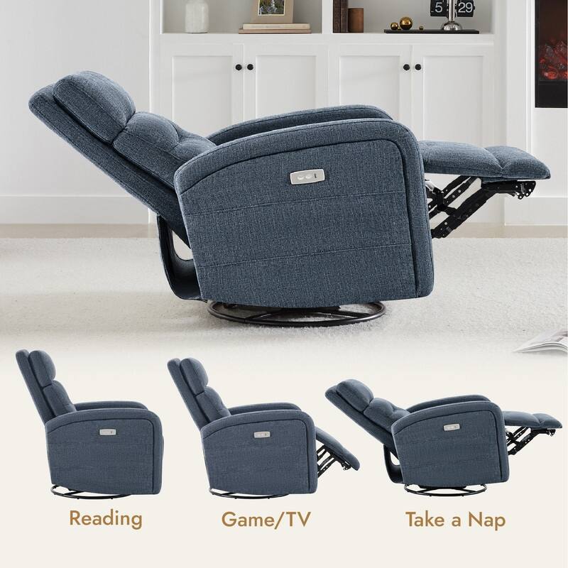 Spruce & Spring Cheryl Power Glider Swivel Rocker Recliner Chair Nursery Recliner