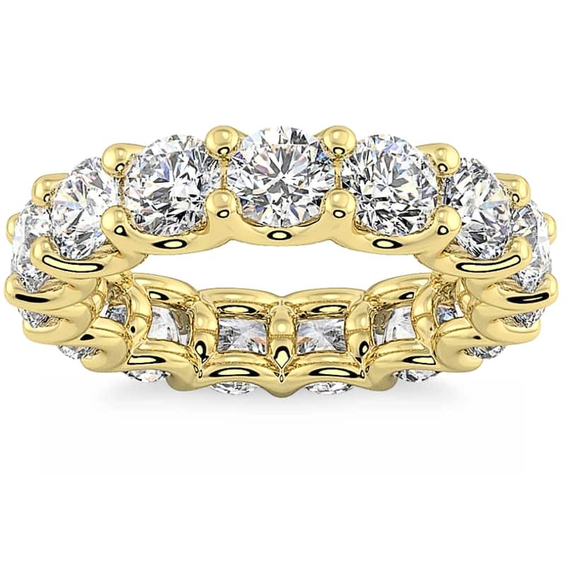 Bliss Diamond 5Ct Diamond Eternity Wedding Ring U Prong Anniversary Band Gold Lab Grown - 8 - Yellow