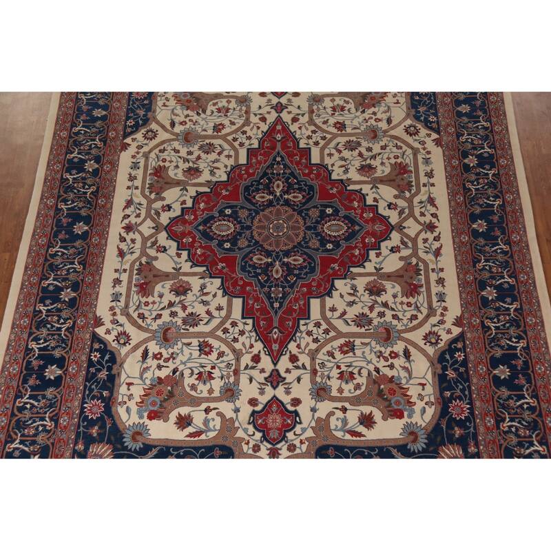 Vegetable Dye Aubusson Chinese Area Rug Beige Hand-Knotted Wool Carpet - 9'1"x 12'3"