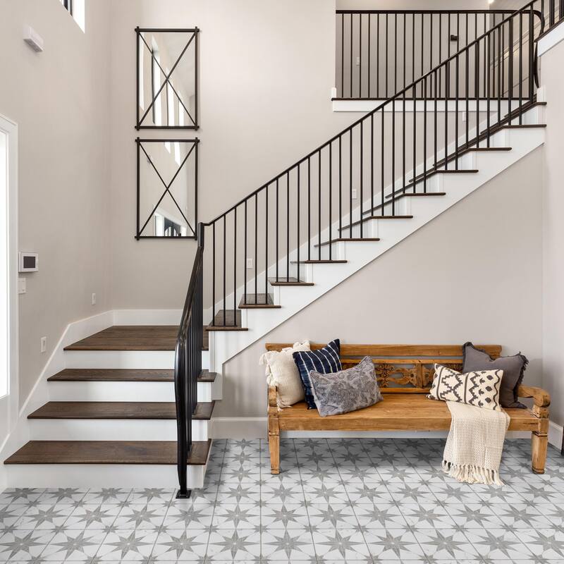 Merola Tile Llama Stella Loire Silver Smoke 9-3/4" x 9-3/4" Porcelain Floor and Wall Tile - Case (16 Tiles)