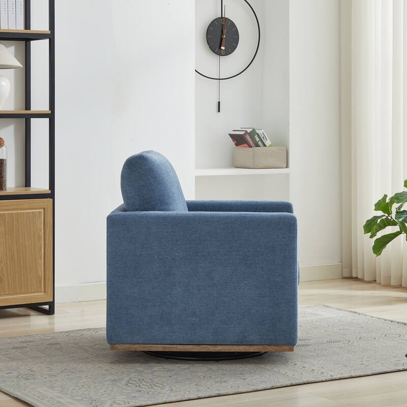 Square Upholstered Swivel Accent Chair and Comfy Accent Single Sofa Chair, 360 Degree Club Chair, Lounge Armchair