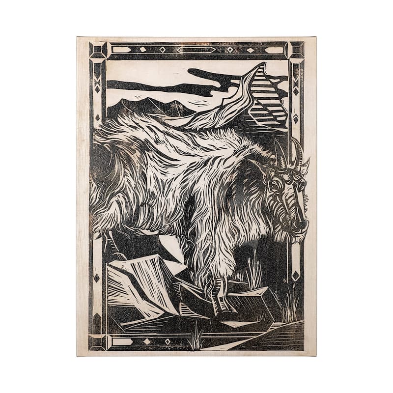 Linocut I (Goat) (40 x 55) Canvas Art Print - Large
