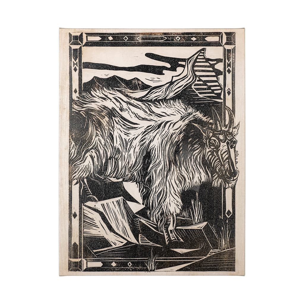 Linocut I (Goat) (40 x 55) Canvas Art Print