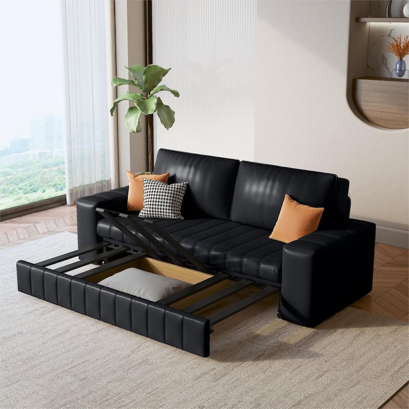 JASIWAY Modern Upholstered Loveseat Sleeper Sofa Bed with Storage