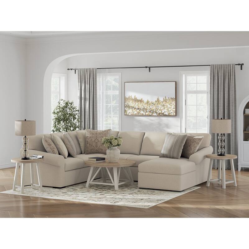 Signature Design by Ashley LadyMae Beige 4-Piece Sectional with Chaise - Left Facing