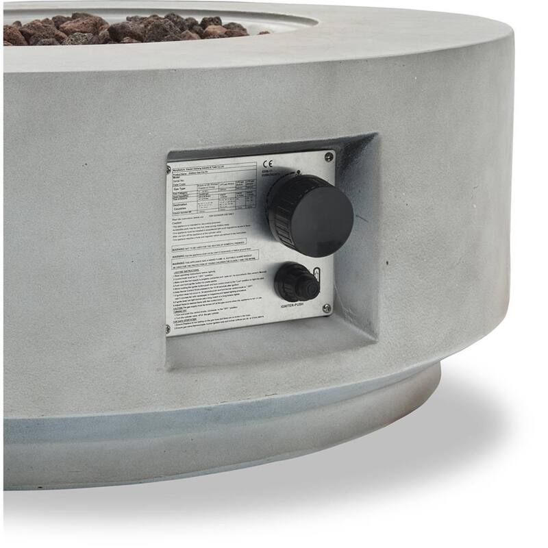 GDFStudio - Noah Compact Round Fire Pit Table with Wind Guard and Decorative Glass Stones for Intimate Outdoor Evenings