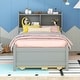 preview thumbnail 4 of 23, Twin Size Bed with built-in USB ,Type-C Ports, LED light, Bookcase Headboard, Trundle and 3 Storage Drawers