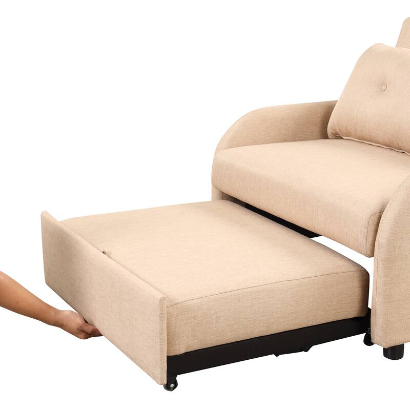Roomfitters 3-in-1 Pull-Out Sofa Sleeper with 2-Wing Table USB Charging Port for Living Room Recreation Room