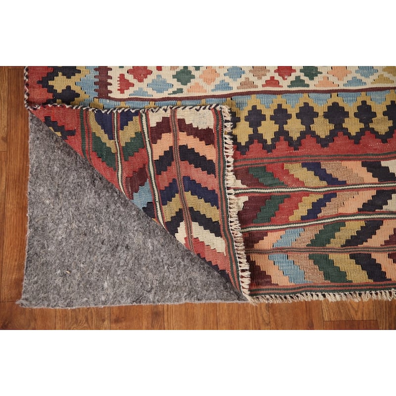 Vegetable Dye Kilim Qashqai Persian Antique Area Rug - 4'8"x 9'3"