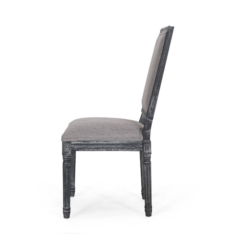 Ryma Dining Chair Set of 2, Transitional Black Fluted Legs, Gray