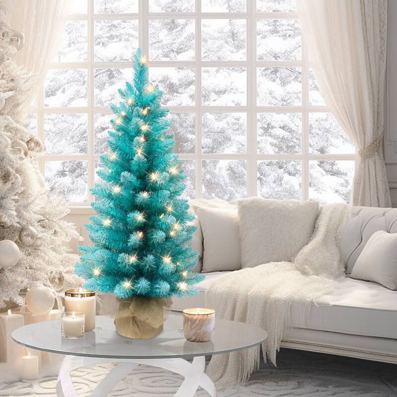 Puleo International 3 ft. Pre-lit Fashion Teal Artificial Christmas Tree - 3 Foot