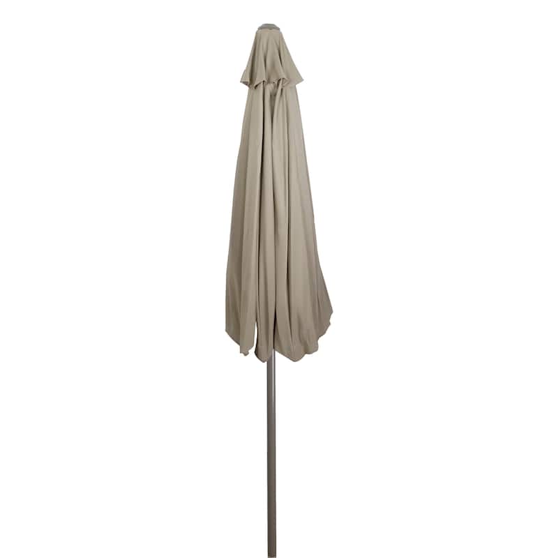 9ft Outdoor Patio Market Umbrella with Hand Crank and Tilt, Taupe