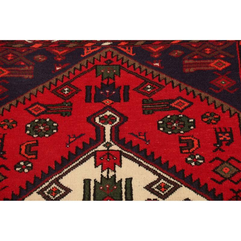 Geometric Tribal Hamedan Persian Area Rug Wool Hand-knotted Carpet - 3'3" x 5'0"