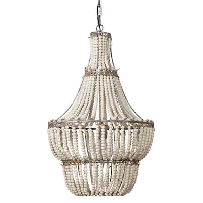 Alden Décor Laurel Wood Beaded Chandelier