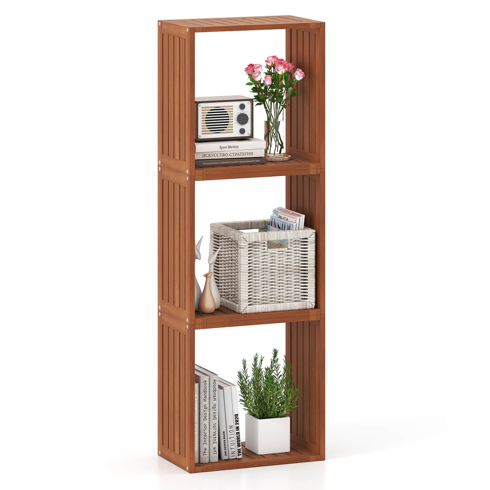 Costway 1/2 PCS 3 Cube Storage Organizers Stackable Bookcase Shelves