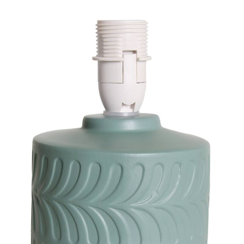 Floral Textured Ceramic Table Lamp with Drum Shade - 10" - Seafoam Green