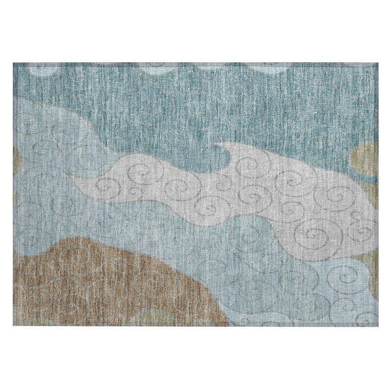 Machine Washable Indoor/ Outdoor Swirly Chantille Rug
