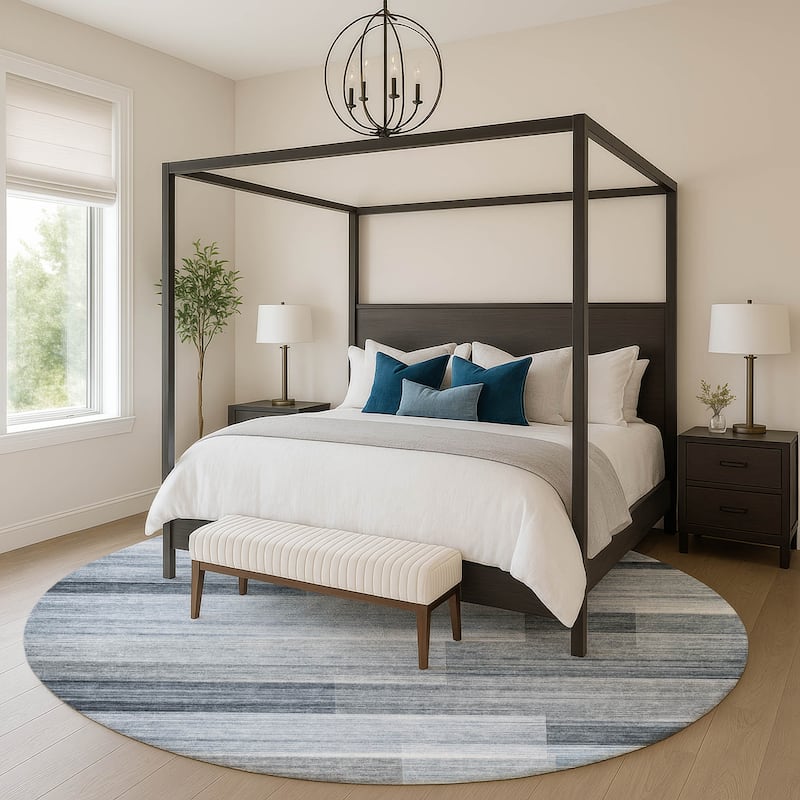 Premium Washable Super Soft Ombre Layers Mayfield Rug - Denim - 8' x 8'