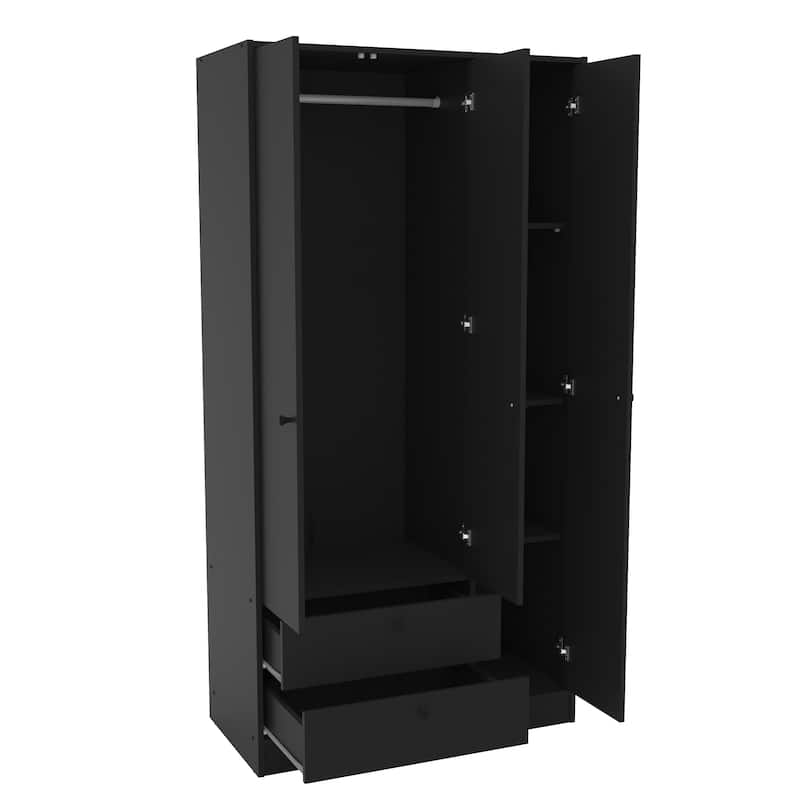 Polifurniture Denmark 3 Door Bedroom Armoire with 2 Drawers