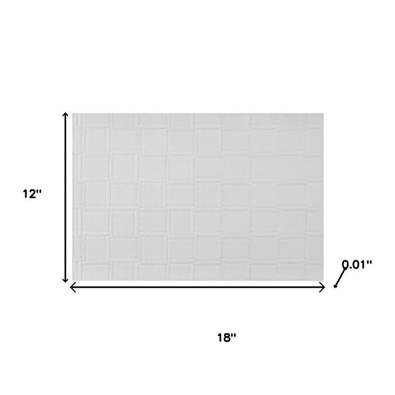 HomeRoots 18" Set of Four White Basketweave Faux Leather Placemats - 18.00 in. x 12.00 in. x 0.01 in.