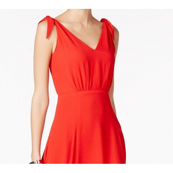 red tie shoulder dress