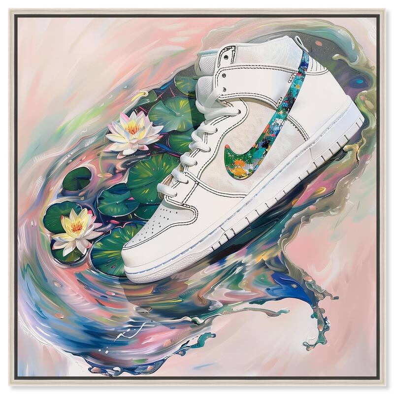 Lilypads Sneaker Splash Canvas by Art Remedy - 40" x 40" - Silver