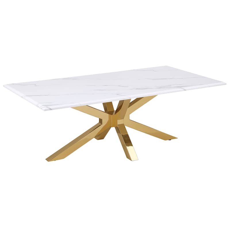 Visalia Faux Marble Top Stainless Steel Coffee Table Gold - Gold