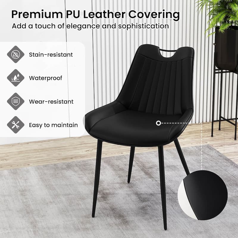 Costway Dining Chair Set of 4 Faux Leather Upholstered Kitchen Chairs - See Details