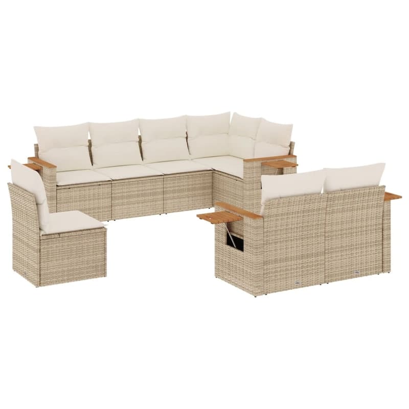 vidaXL Patio Sofa Set with Cushions Outdoor Conversation Furniture Poly Rattan
