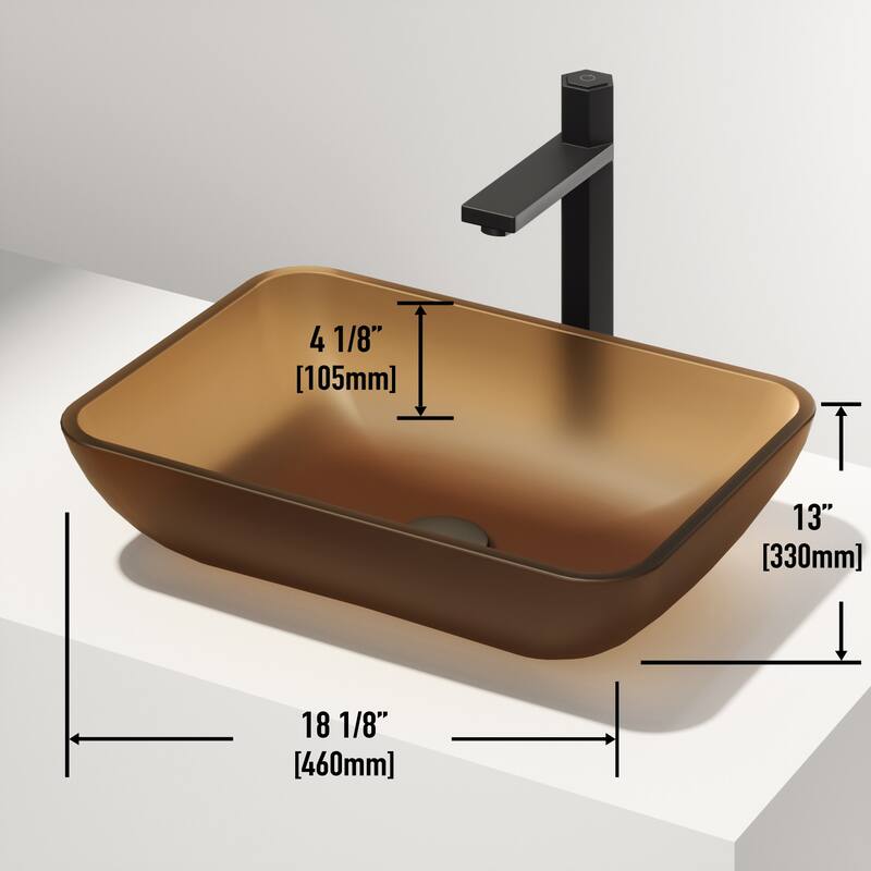 Vigo VGT2107 Sottile 18" Rectangular Glass Vessel Bathroom Sink with