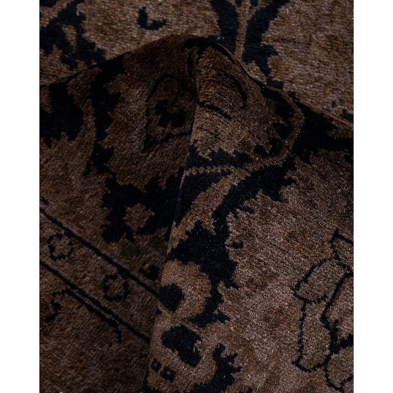 Fine Vibrance, One-of-a-Kind Hand-Knotted Runner Rug - Black, 2' 8" x 12' 4" - 2' 8" x 12' 4"