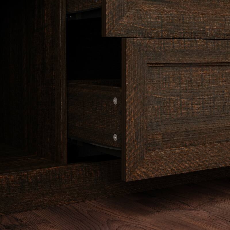 79.6" Tall Glass Display Cabinet, 6-Tier Bookshelf with Drawers Bookcae Panrty