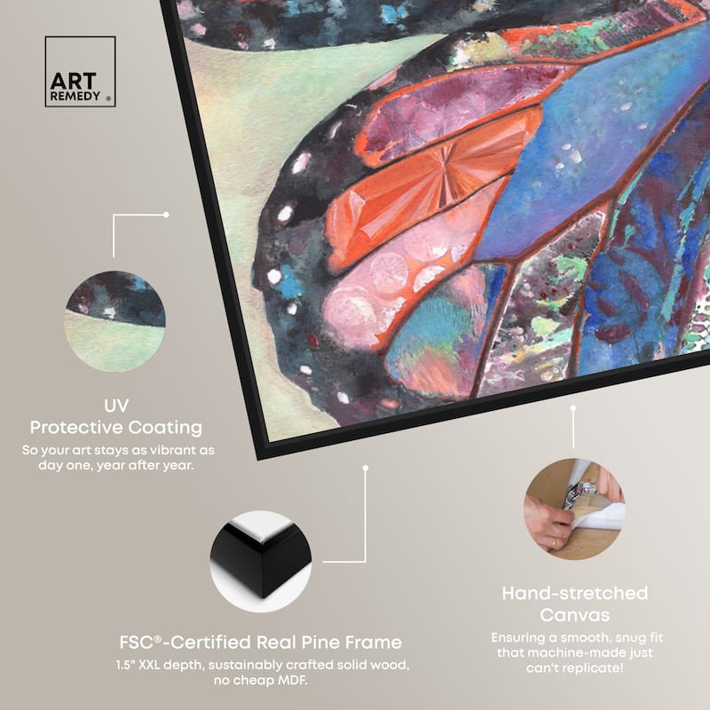 Art Remedy Butterfly Part I Framed Butterfly 1 Piece Canvas Wall Art