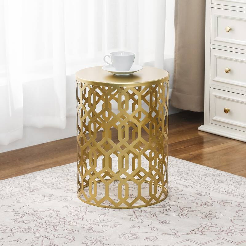 Adeco Set of 2 Round Metal Nesting Side End Tables Set - set of 2