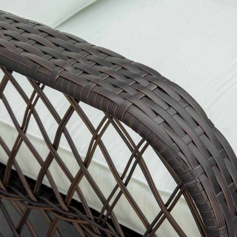 Outsunny Outdoor Wicker Rocking Chair with Wide Seat, Thick, Soft Cushion, Rattan Rocker w/Steel Frame
