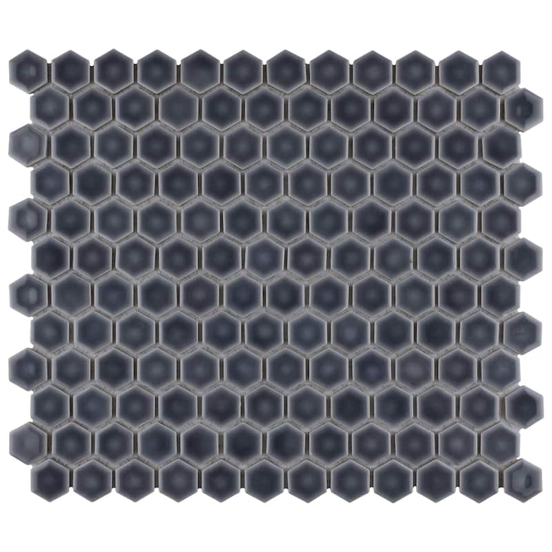 Merola Tile Hudson 1" Hex Storm Grey 11-7/8" x 13-1/4" Porcelain Mosaic Floor and Wall Tile