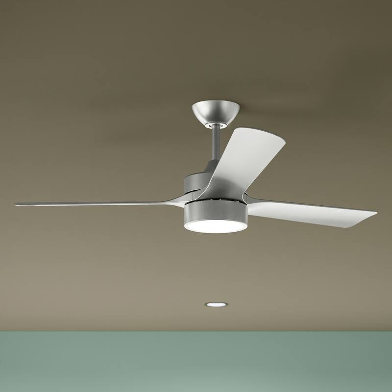 Axion 3-Blade Modern LED Ceiling Fan with Matte Blades - Brushed Nickel - Rotary Switch