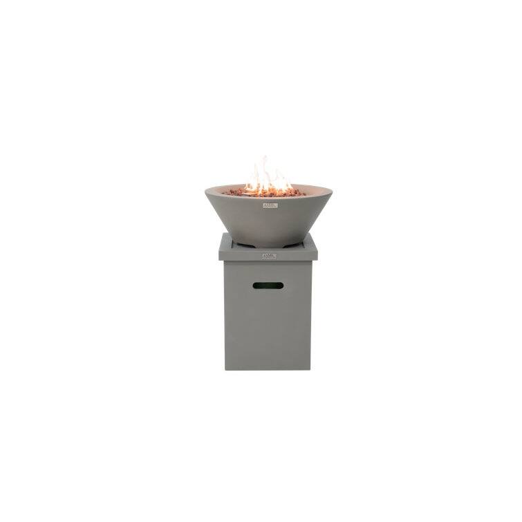 Portland 27" Round Fire Bowl w/ Pedestal Stand - Light Grey - Natural Gas