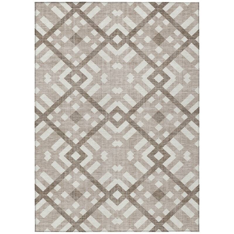 Machine Washable Indoor/ Outdoor Chantille Contemporary Trellis Rug